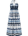 Gray Tie-Dye Halter Neck Sleeveless Dress