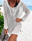 Lavender Openwork Tie Neck Cover-Up