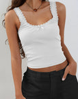 Gray Lace Detail Square Neck Tank