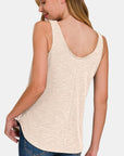 Antique White Zenana Curved Hem Round Neck Tank