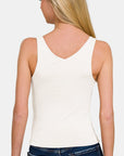 White Smoke Zenana Double Layer V Neck Tank