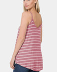 Light Gray Zenana Striped Curved Hem Cami