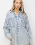 Light Gray RISEN Button Up Long Sleeve Shacket