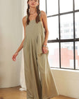 ADORA Square Neck Wide Leg Overalls with Pockets