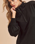 Aemi+Co Exposed Seam Half Zip Drop Shoulder Sweatshirt