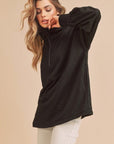 Aemi+Co Exposed Seam Half Zip Drop Shoulder Sweatshirt