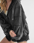 Aemi+Co Exposed Seam Zip Up Drawstring Hooded Jacket