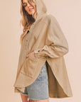 Aemi+Co Slit Half Snap Oversize Hoodie