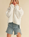 Aemi+Co Zip Up Drop Shoulder Fleece Jacket