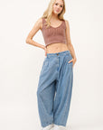 And The Why Elastic Back Pleated Baggy Jeans