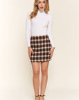 Antique White And The Why Full Size Brushed Plaid Mini Skirt