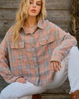 Dim Gray And The Why Full Size Plaid Button Up Raw Hem Shirt