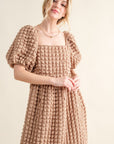 And The Why Full Size Square Neck Puff Sleeve Dress