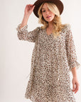 And The Why Leopard Ruffle Hem Woven Mini Dress