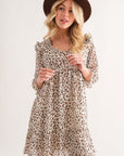 And The Why Leopard Ruffle Hem Woven Mini Dress