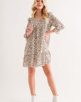 And The Why Leopard Ruffle Hem Woven Mini Dress