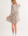 And The Why Leopard Ruffle Hem Woven Mini Dress