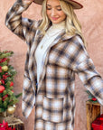 And The Why Plaid Open Front Hooded Shacket