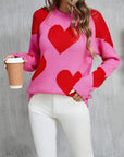 Angel Wings Contrast Heart Dropped Shoulder Long Sleeve Sweater