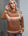 Angel Wings Geometric Round Neck Long Sleeve Sweater