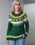 Angel Wings Geometric Round Neck Long Sleeve Sweater