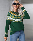 Angel Wings Geometric Round Neck Long Sleeve Sweater