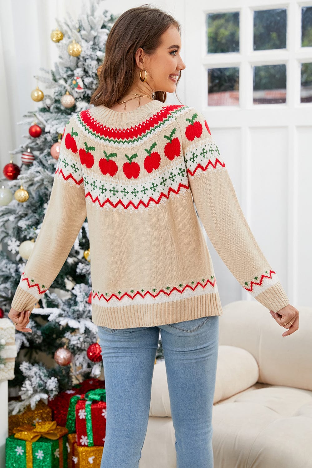 Angel Wings Graphic Round Neck Long Sleeve Sweater