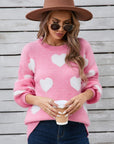 Angel Wings Heart Dropped Shoulder Long Sleeve Sweater