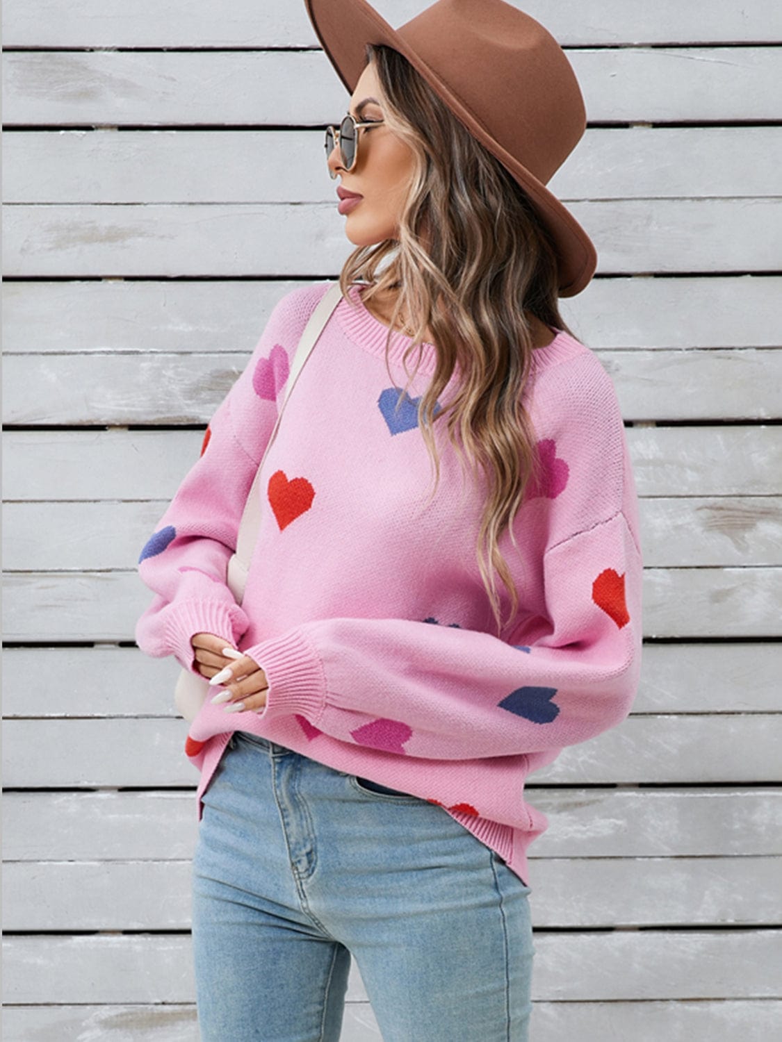 Angel Wings Heart Round Neck Long Sleeve Sweater