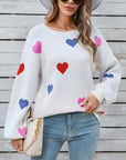 Angel Wings Heart Round Neck Long Sleeve Sweater