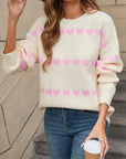 Angel Wings Heart Round Neck Long Sleeve Sweater