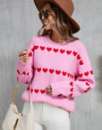 Angel Wings Heart Round Neck Long Sleeve Sweater