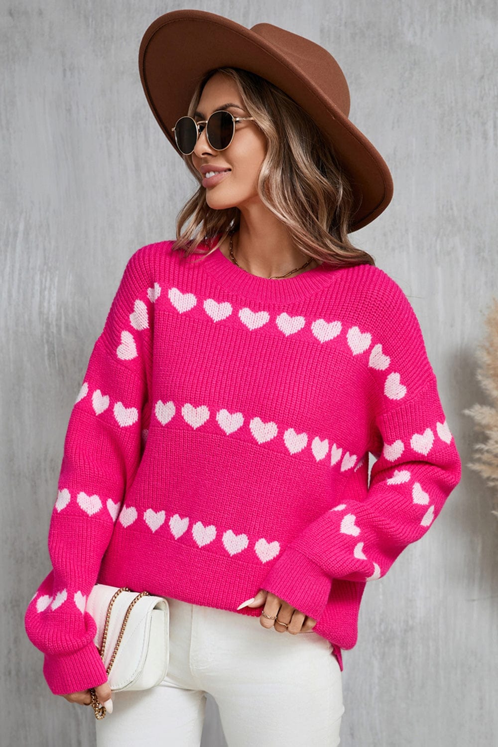 Angel Wings Heart Round Neck Long Sleeve Sweater