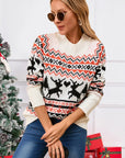 Angel Wings Reindeer Round Neck Long Sleeve Sweater