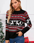 Angel Wings Reindeer Round Neck Long Sleeve Sweater