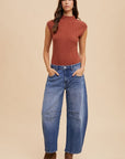 Annie Wear Mid Rise Barrel Leg Jeans with Pockets