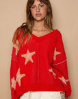 POL Long Sleeve Star Patch Sweater