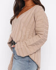 V-Neck Dropped Shoulder Sweater