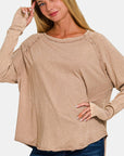 Zenana Round Neck Thumbhole Long Sleeve T-Shirt