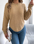 Asymmetric Hem Round Neck Long Sleeve Sweater