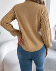 Asymmetric Hem Round Neck Long Sleeve Sweater