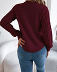 Asymmetric Hem Round Neck Long Sleeve Sweater