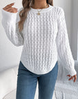 Asymmetric Hem Round Neck Long Sleeve Sweater