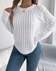 Asymmetric Hem Round Neck Long Sleeve Sweater