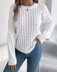 Asymmetric Hem Round Neck Long Sleeve Sweater