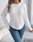 Asymmetric Hem Round Neck Long Sleeve Sweater