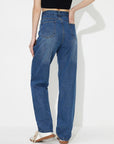 Dark Slate Gray Asymmetric Waist Jeans with Pockets