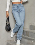 Asymmetric Waist Jeans with Pockets