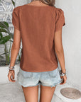 Gray Asymmetrical Neck Petal Sleeve Blouse