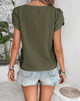 Gray Asymmetrical Neck Petal Sleeve Blouse